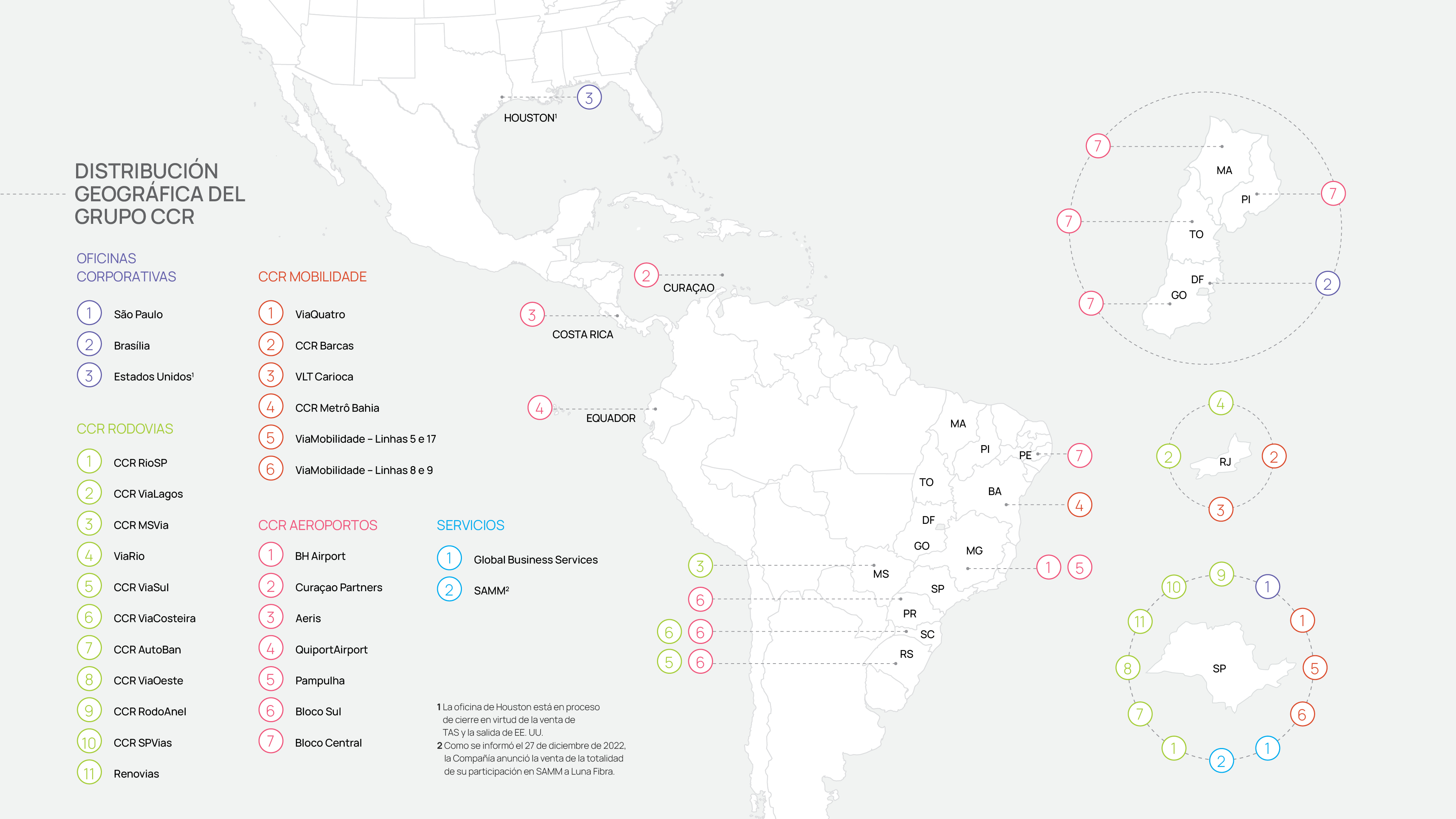 Distribución geográfica del Grupo CCR 
